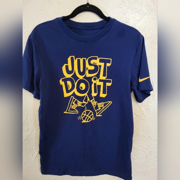 Nike Shirts Nike Just Do It Graphic Basketball Tee Shirt Blue Gold